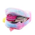 Rainbow Fluffy Unicorn Backpack Plush Back To School Rucksack Zipper Bag. 
