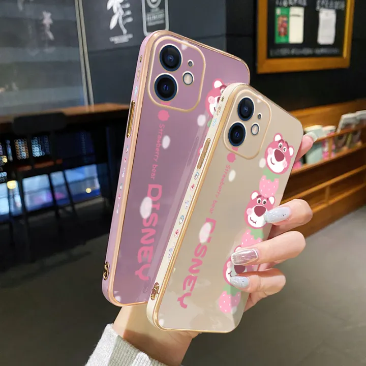 YIWESAN%20Case%20For%20iPhone%20XR%20Case%20Cartoon%20Cute%20Lotso%20Bear%20Side%20New%20Design%20Phone%20Case%20Square%20Edge%20Pattern%20Silicone%20Softcase%20Luxury%20Plating%20Casing%20Full%20Cover%20Camera%20Shockproof%20Protection%20Cases%20-%20Image%204