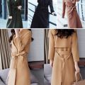 Men Women Vintage Classic Jacket Overcoat Waistband Faux Wool Coat Belt Woolen Sash. 