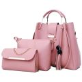 3-Piece Casual PU Leather Handbag Set for Women - Large Capacity, Shoulder & Crossbody Bags. 