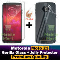 Motorola Moto Z3 Unbreakable Gorilla Flexible Nano Glass Premium High Quality Screen Protector + Back Jelly Protector Poly Transparent Edge To Edge Sides Coverage For Motorola Moto Z3. 
