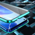 Biruiqu For OPPO Reno 5 Magnetic Absorption Case Metal Frame Shockproof Double Sided Tempered Glass Magnetic Case Cover. 