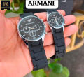 Emporio Armani Couple Watch Rubber Chain Strap Puch Button Lock. 