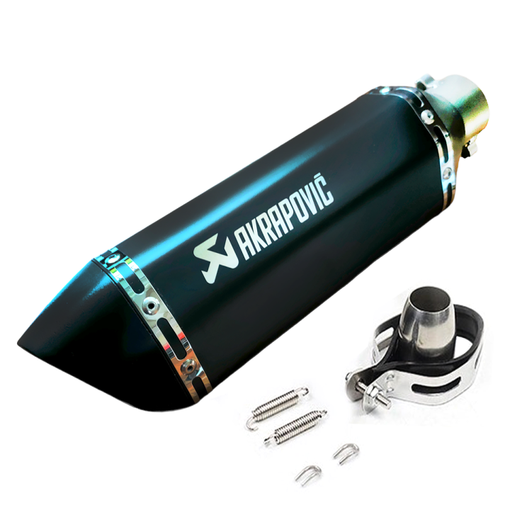 AKE - Motorcycle Akrapovic Matt Black Muffler Exhaust Silencer Loud Sound AKE99 For Heavy Bikes Matt Black with Engraved Monogram