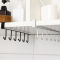6-Hook Under-the-Shelf Mug Rack Kitchen Hanging Organizer Rack Mug Storage Holder / 6 Hooks Metal Hanger For Kitchen, Mug Cup Storage Rack Cupboard Hanging Coffee Cup Organizer Closet Clothes Shelf Hanger Knife, Spoons. 