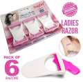 Safit Shave Body Razor - 6Pcs - White & Pink. 