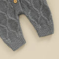Baby Girls Knit Jumpsuit, Long Sleeve Rabbit Ears Hooded Button Closure Fall Romper for Toddlers. 
