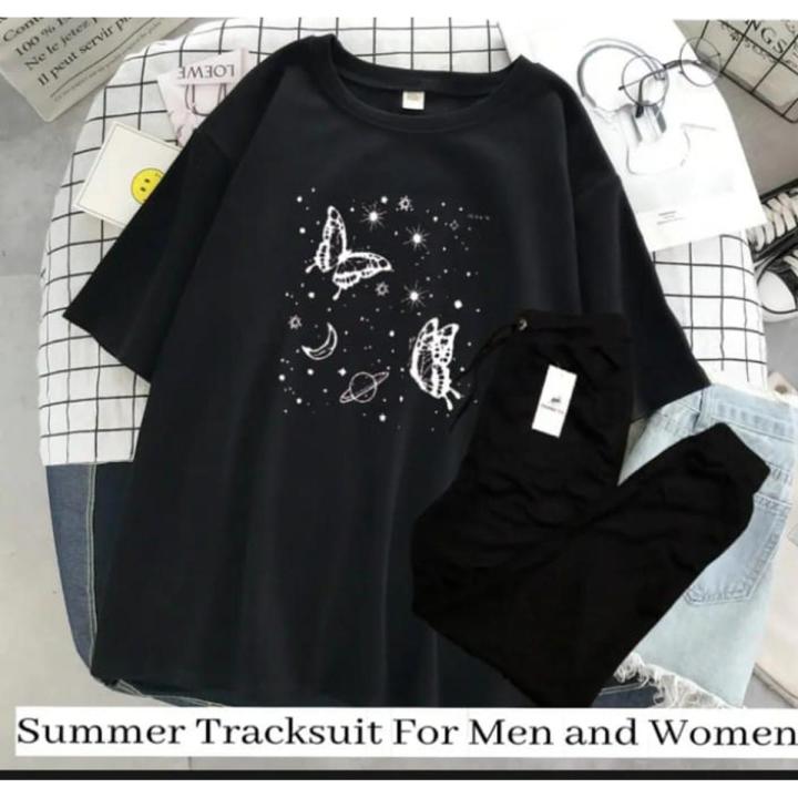 Tracksuit New Design Trendy Moon N Star Saten printed Round Neck