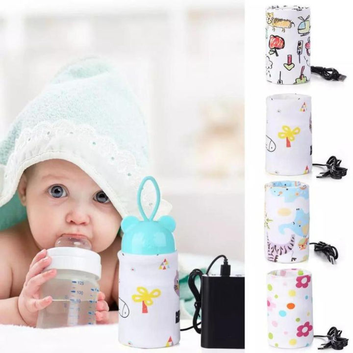 Kidz Factory 1Pcs Portable USB Baby Bottle Warmer Travel Milk Warmer Infant Feeding Bottle Heated Cover Insulation Thermostat Food Heater