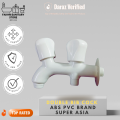 Premium Quality ABS PVC Double Bibcok For Toilet Shower/ Two Way Bib Cock with Flange 100% PTMT || Hot & Cold Water Easy Flow/ Kitchen, Bathroom, Wash Basin and Outdoor Faucet || Wall Mounted 5 Years Warranty / Wholesale Rate Price Guaranteed SUPERASIA. 