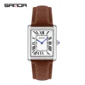 Sanda Rectangular Wrist Watches for Women Men Watches Luxury Brand Leather Quartz Clock zegarek damski 1108. 