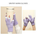 Riding Safety Gloves Cartoon Face Knitted Warm Touch Screen Gloves for Cycling Anti-slip Soft Elastic Warm Plush Gloves. 