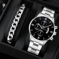 Classic Fashion Foreign Trade Calendar Watches Wholesale Trendy Sport Men's Steel Belt Watch Business Set. 