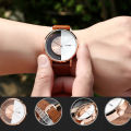 TOMI T080 Leather Straps Quartz Movement Water Resistant Wrist Watch Transparent Dial Fashion Watch for Men. 