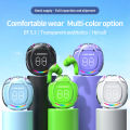 2024 Transparent series TWS Bluetooth earbuds Large screen digital breathing light listening to music. 
