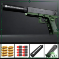 Realistic Glock-Style Soft Bullet Toy Gun - Shell Ejection Foam Dart Blaster, Manual Airsoft with Silencer, Safe Foam Shooting Toy for Kids & Adults, Outdoor & Indoor Play. 