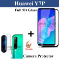 Huawei Y7P Full Black 9D|5D|6D|10D|11D|21D Tempered Glass Screen Protector Full Glue Edge To Edge + Back Camera 9H Gorilla Flexible Protector For Huawei Y7P. 