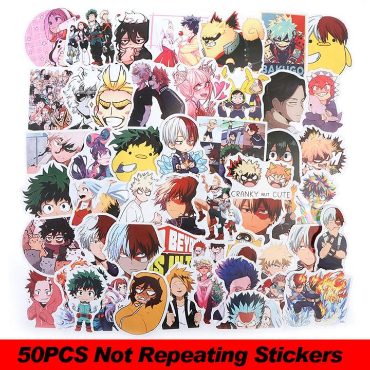 50pcs New Anime My Hero academia Stickers Decals Motor Skateboard Laptop