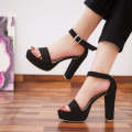 Women Fashion 4 inches Block Heels Black Sandal Ideal for Party, Bridal, Casual, and Office Wear, Comfortable for Every Occasion. 