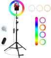 RGB LED Ring Light MJ26, MJ33, MJ36, MJ45 LED Soft Multi Colors Ring Light With Tripod Stand Phone Clip Colorful Photography Lighting. 