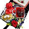 Gift box for mom on mother's day / birthday i love my mom special gifts box / mug - teddy bear - heart shaped chocolate - rose flower - greeting card - beautiful packing. 