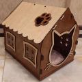 Cat house Wooden Single Story light brown model. 