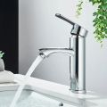 Chrome Color Hot and Cold Basin Mixer Tap – Brass & Plastic – With 2 Water Pipes –Bathroom & Kitchen Sink Mixer – Long Neck Lever Faucet. 