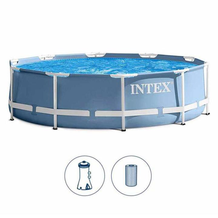 Intex – Prism Frame Metal Foldable Swimming Pool (12 ft x 30 inch) – 28710