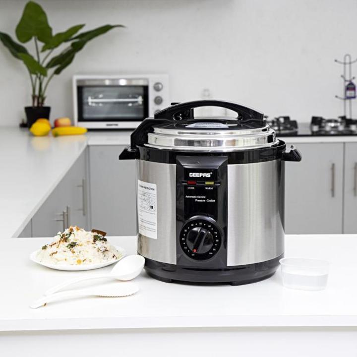 Original Geepas 6 Litre Electric Pressure Cooker GPC-307-6L Silver (2 Year Warranty)