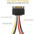 SATA Power Cable, 2-Pack 8-Inch SATA 15 Pin Male to 2XSATA 15 Pin Down Angle Female Power Splitter Cable. 