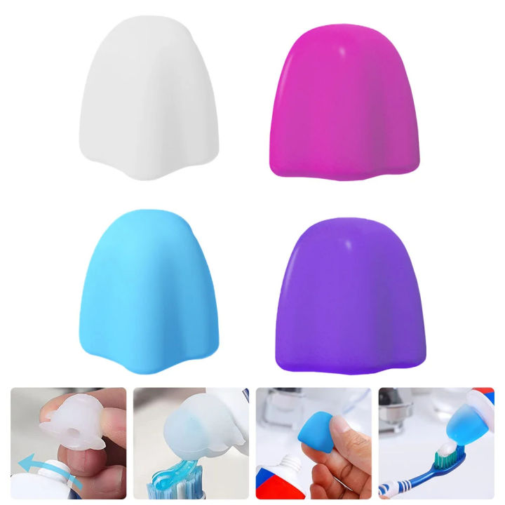 2Pcs Multipurpose Toothpaste Dispenser Caps Cap Squeezer Self Silicone Closing Kids Sealing Topper Covers Pusher Cover Lid Bathroom Accessories