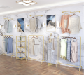 Cloth Hanging Stand Foldable Cloth High-quality clothing store display rack golden floor clothing store hanger Single Pole Boutique Stand 5 by 5 Feet Large. 