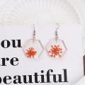 Dried flower transparent acrylic geometric resin earrings temperament personality stud earrings for gilrs for women low price. 