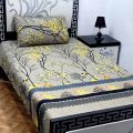 BeQuest Cotton Single Bed Sheet Set with Colorful Pillow - Stitched. 
