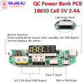 QC Power Bank Module  With Digital Display Dual USB 5V 2.4A Micro/Type-C/Lighting USB Mobile Power Bank 18650 Charging Module Circuit Protection. 