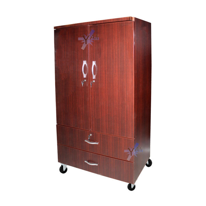 D13 6x4 Feet Two Large Drawer Wooden Cupboard - Wardrobe Safe Almari Cabinet