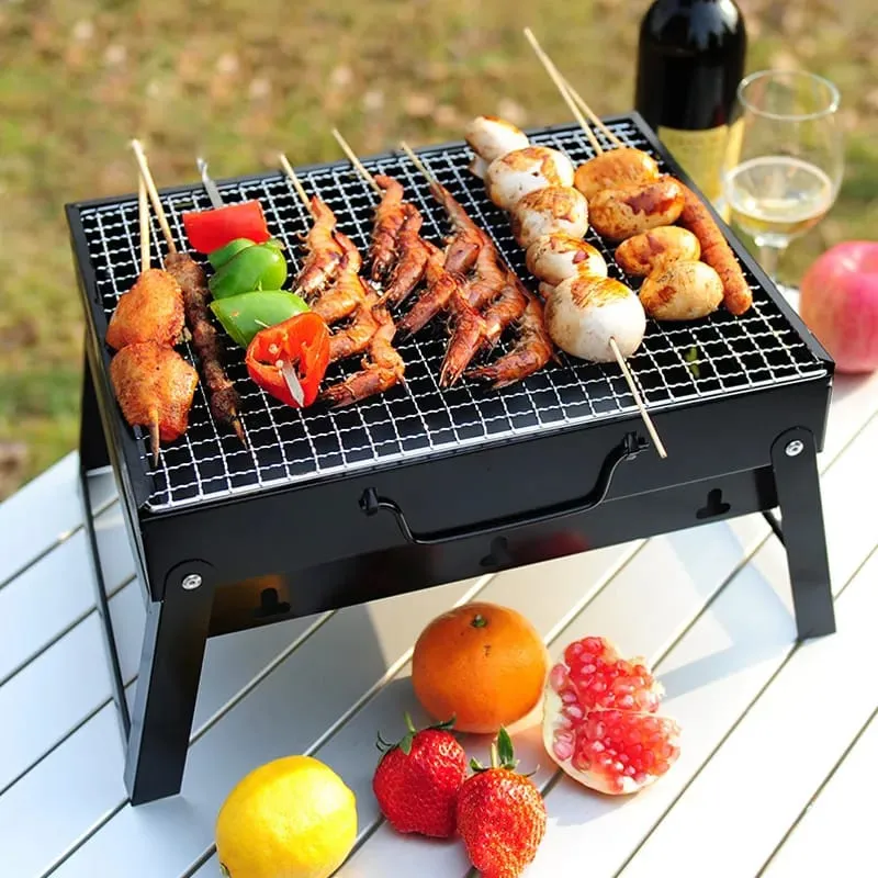 Portable BBQ Grill Stainless Steel Foldable Barbecue Tool Kits for