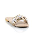 Gold Faux Leather Slippers For Women. 