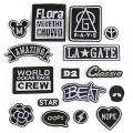Computer embroidery superscript letters in black and white patches affixed to clothing accessories luggage accessories Aberdeen chapter embroidery fabric sticker badge. 