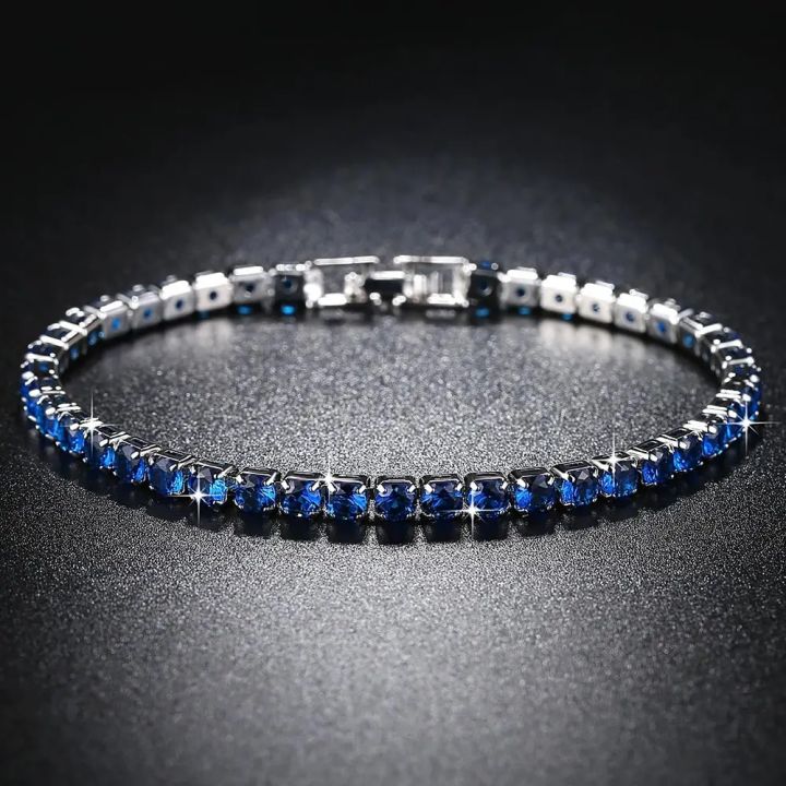 【Top mobile】Fashion Jewelry for Women in Rhodium 19 cm 4 Colors CZ Bracelet for Ladies Girls