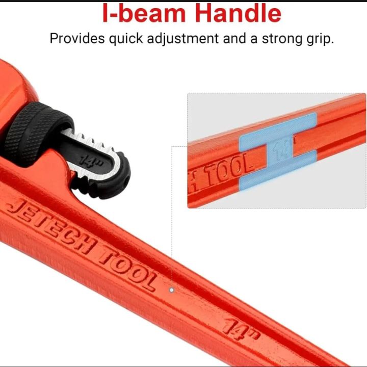 Heavy%20Duty%20Straight%20Pipe%20Wrench,%20Adjustable%20Plumber%20Wrench%20with%20Floating%20Hook%20Jaw%20and%20I-Beam%20Handle%20-%20Image%203