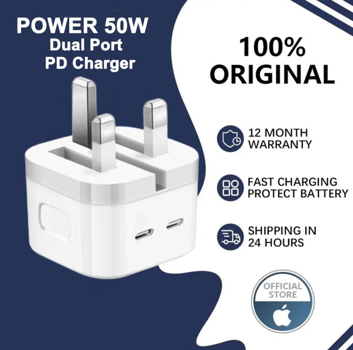 50W PD Fast Charger For iPhone 50W Fast Charger With (USB-C-Lightning) Cable Compatible With iPhone 7,7 Plus,8,8 Plus,X,XS,11,11 Pro,12 ,13,14 15