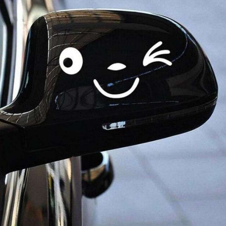 2 Smiling eye Blink Winks face car Styling Sticker WHITE or Black for car side mirror sticker stickers