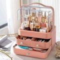Double Door Desk Organizer with Drawer Makeup Storage Organizer Storage Drawers Case Makeup Holder Cosmetic Organiser Case for Desk Dorms Dressing Table. 