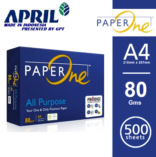 PaperOne Digital 80Gsm A4 Printing Paper ( 1 Box Pack of 5 Reams ) - a4 rim 80 gms - Indonesian imported