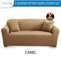 Stretchable Fitted Sofa Cover Set for 5 & 7 Seater – Elastic Jersey Fabric Couch Slipcovers for All Sofa Types – Soft & Comfortable Sofa Protector. 