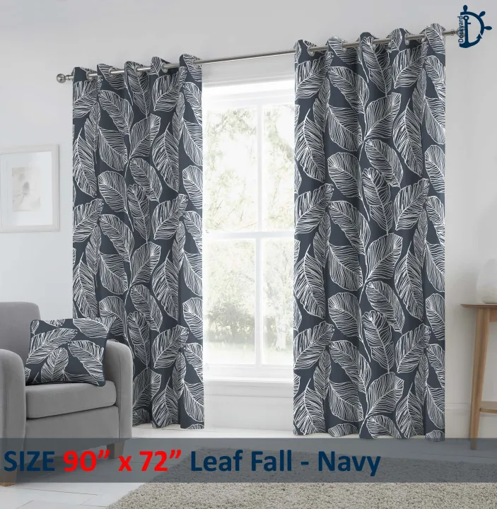 Curtains%20Set,%20Printed%20curtains%20for%20room,%20100%25%20cotton%20-%20Leaf%20Fall%20Navy%20Blue%20-%20Pack%20of%202%20Curtains%20-%20Image%202