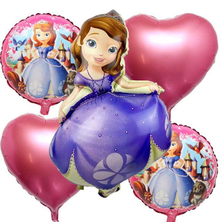 PRINCESS SOPHIA The First Cartoon Foil Balloon Set - 5 Pieces For Birthday Party BIRTHDAY PARTY CELEBRATION DECORATION KIDS