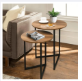 Prime Pickz Modern Minimalistic Nesting Table Set with V Shape Metal Frame | White, Black, Brown, Beige Tops. 