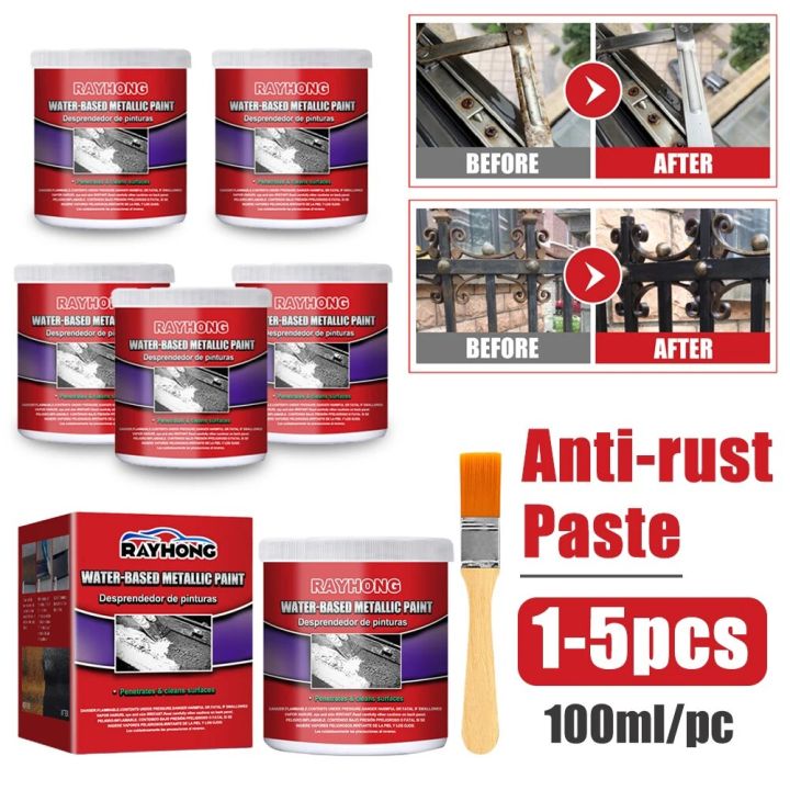 1-5pcs Car Rust-free Primer Water-Based Metal Rust Remover Metallic Paint 100ml Auto Anti-rust Paste Multi-purpose Rust Iron